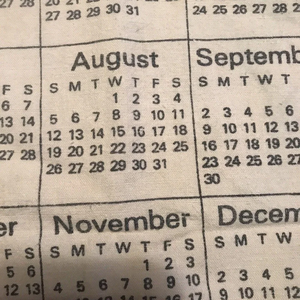 1984 Kitchen Calendar Tea Towel Rainbow Floral Wall Hanging Granny Core MCM